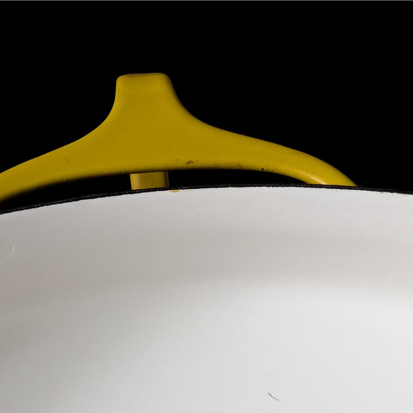 Vtg Dansk Designs Kobenstyle Yellow Enamel Steel Paella Round Pan 13" 1960s - Picture 13 of 16